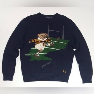 Polo Ralph Lauren Rugby Bear Ribbed Crewneck Sweater